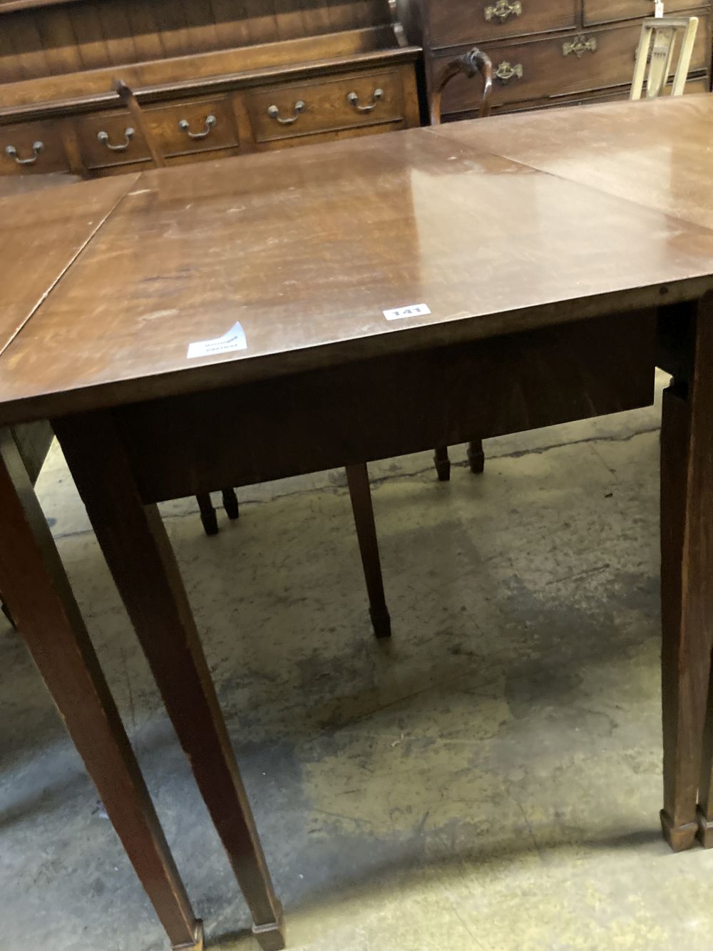 A George III mahogany D end extending dining table, 240cm extended (three spare leaves), width 121cm height 77cm